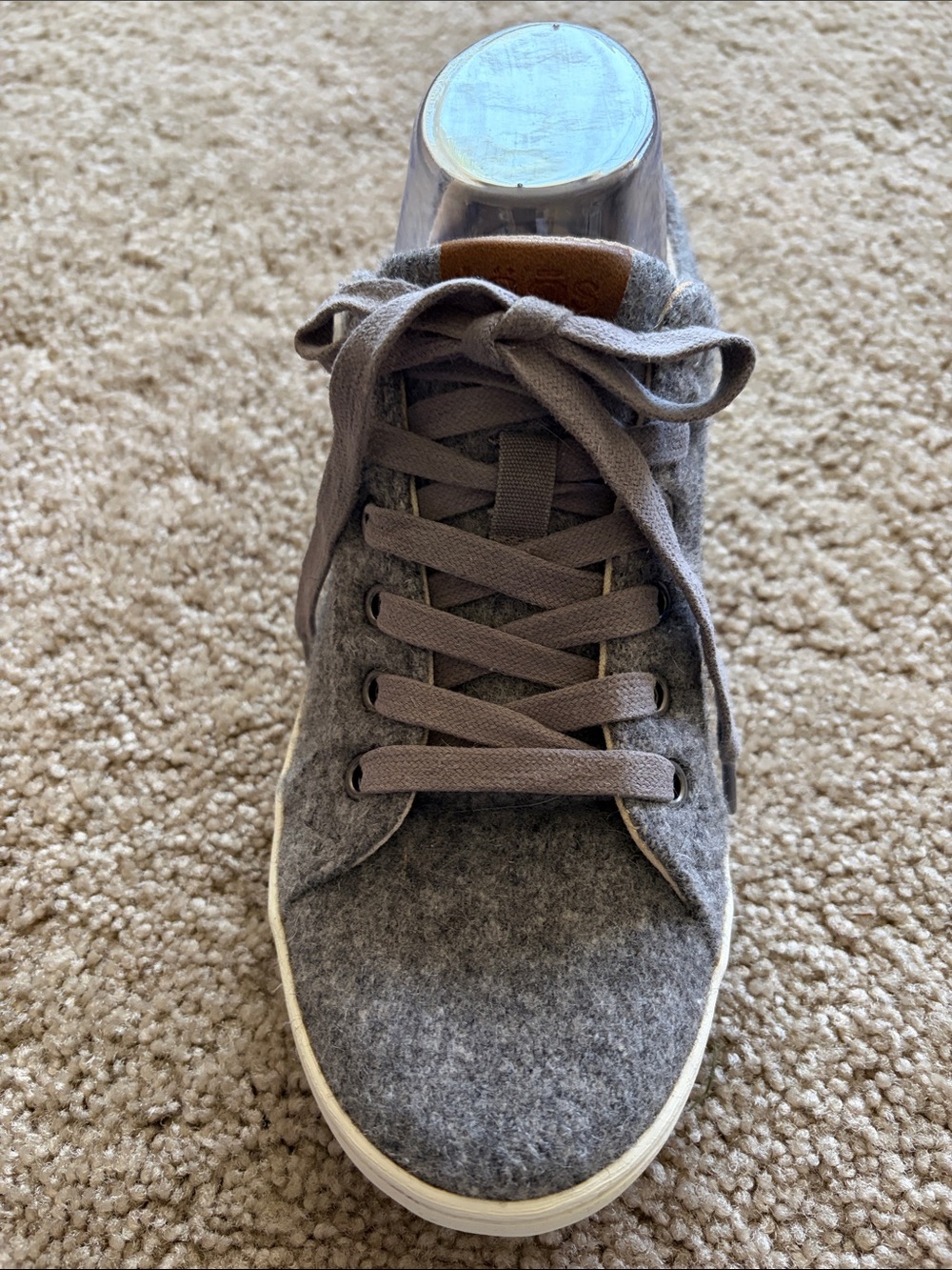 Lace-up Taos Starburst Charcoal Gray Wool Sneakers with Leather Trim Size 8 - Picture 9 of 16